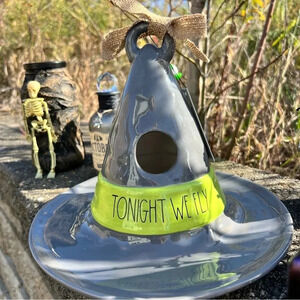 Rae Dunn TONIGHT WE FLY - Ceramic Witches Hat Birdhouse - Hocus Pocus Home Decor